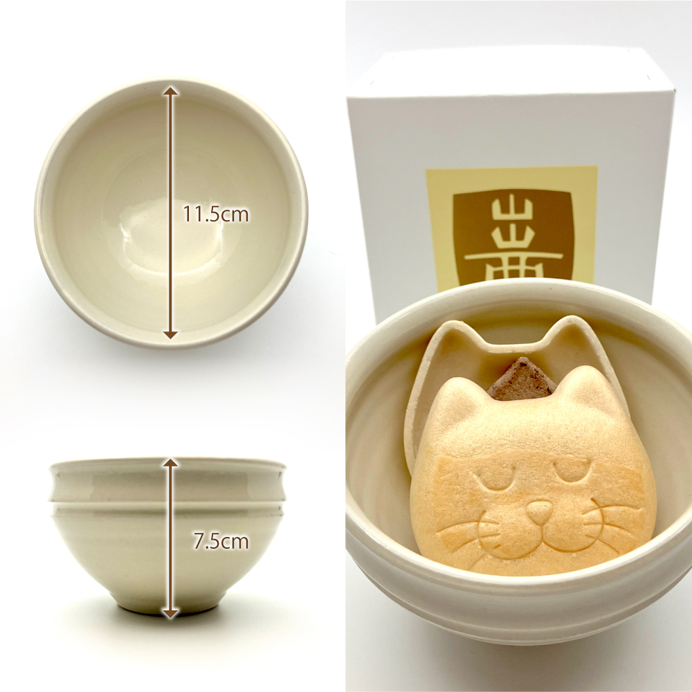 にゃんもにゃにゃ 猫のもなかの出雲ぜんざいを出西窯のお椀で楽しむ特別セット