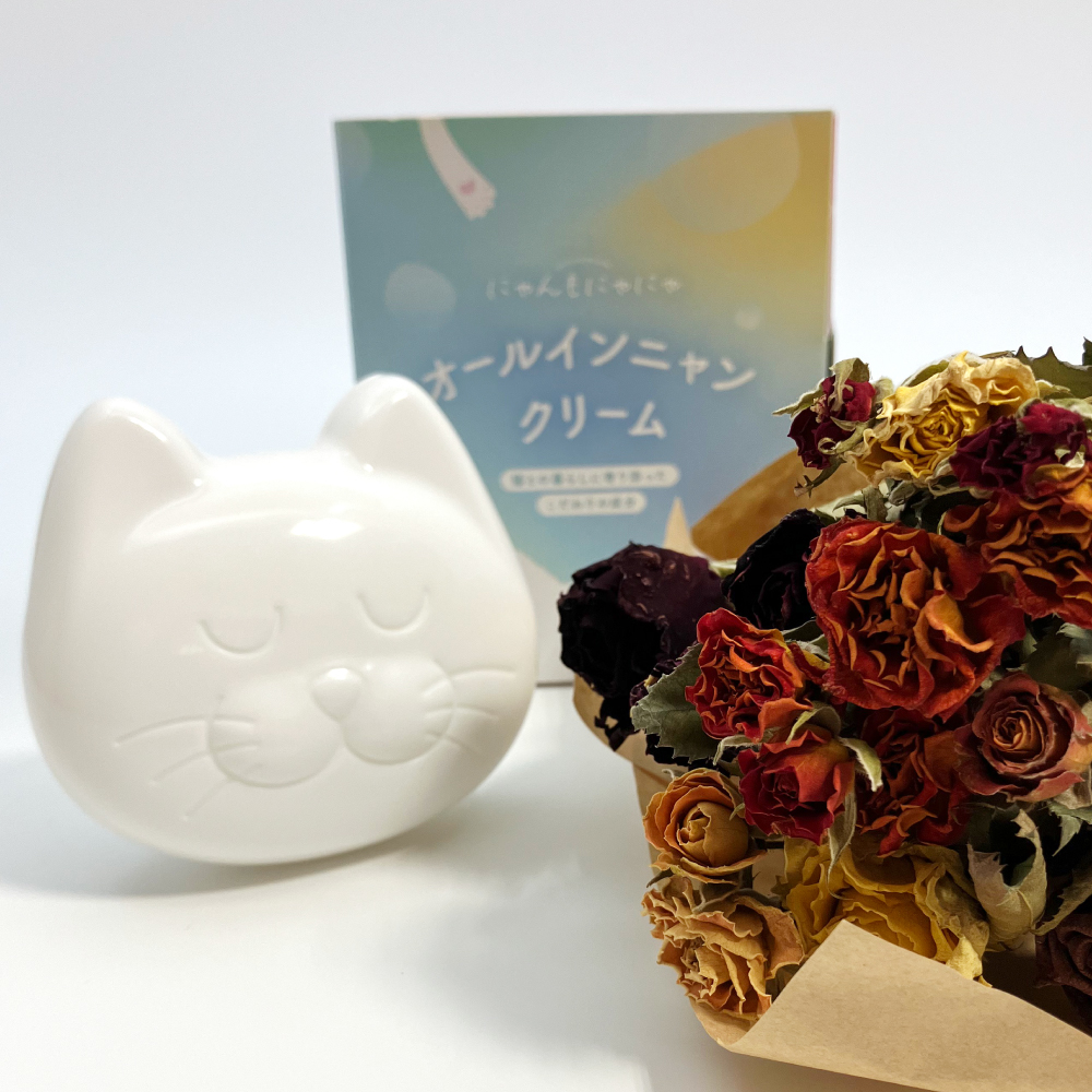 にゃんもにゃにゃ オールインニャンクリームとNekohanaドライフラワーミニブーケセット